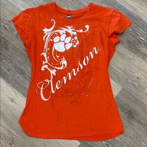 NCAA Orange Women's Clemson Script Paw Graphic Tee